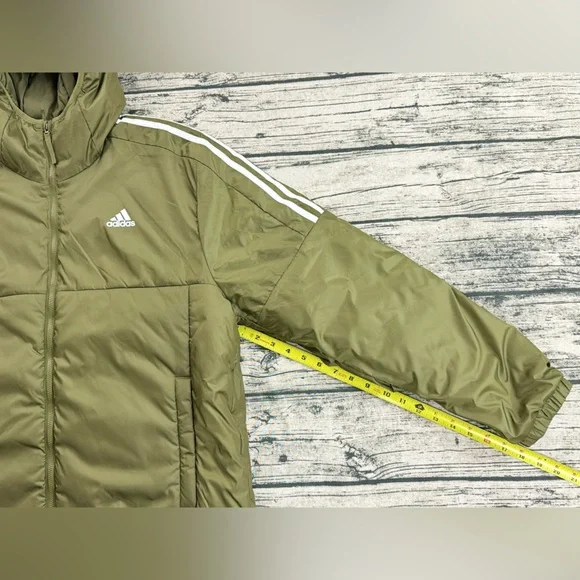 Adidas Men's Essentials Insulated Hooded Jacket, Size Large, Olive Green